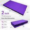 imageFitvids 4x8x2 Folding Gymnastics Mat Home Exercise Mat with Carrying Handles Gym Workout Tumbling Mat for Yoga Pilates Stretching MMA Core Workouts Fitness Aerobics Mats for Gym Training Multiple ColorsLilac