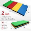 imageFitvids 4x8x2 Folding Gymnastics Mat Home Exercise Mat with Carrying Handles Gym Workout Tumbling Mat for Yoga Pilates Stretching MMA Core Workouts Fitness Aerobics Mats for Gym Training Multiple ColorsRainbow