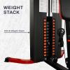 imageFitvids Home Gym Equipment Multifunctional Full Body Workout Weight Machine Station with Weight Stack All in One Exercise Equipment with Pulley System amp Seated Rowing for Home Gym Strength TrainingBlack