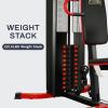 imageFitvids Home Gym Equipment Multifunctional Full Body Workout Weight Machine Station with Weight Stack All in One Exercise Equipment with Pulley System amp Seated Rowing for Home Gym Strength TrainingBlack