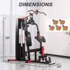 imageFitvids Home Gym Equipment Multifunctional Full Body Workout Weight Machine Station with Weight Stack All in One Exercise Equipment with Pulley System amp Seated Rowing for Home Gym Strength TrainingBlack