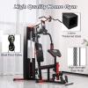 imageFitvids Home Gym Equipment Multifunctional Full Body Workout Weight Machine Station with Weight Stack All in One Exercise Equipment with Pulley System amp Seated Rowing for Home Gym Strength TrainingBlack