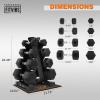 imageFitvids Rubber Coated Hex Dumbbell Set with Storage Rack 100150200550 LB Hand Weight Set with AntiSlip Grip for Home GymBlack