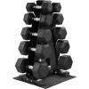 imageFitvids Rubber Coated Hex Dumbbell Set with Storage Rack 100150200550 LB Hand Weight Set with AntiSlip Grip for Home GymBlack