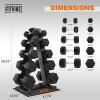 imageFitvids Rubber Coated Hex Dumbbell Set with Storage Rack 100150200550 LB Hand Weight Set with AntiSlip Grip for Home GymBlack