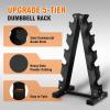 imageFitvids Rubber Coated Hex Dumbbell Set with Storage Rack 100150200550 LB Hand Weight Set with AntiSlip Grip for Home GymBlack
