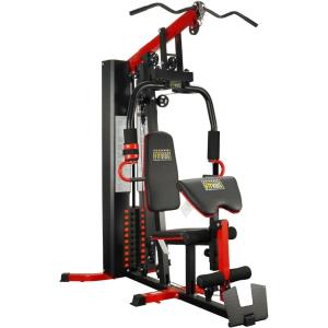 imageFitvids Home Gym Equipment Multifunctional Full Body Workout Weight Machine Station with Weight Stack All in One Exercise Equipment with Pulley System amp Seated Rowing for Home Gym Strength TrainingBlack